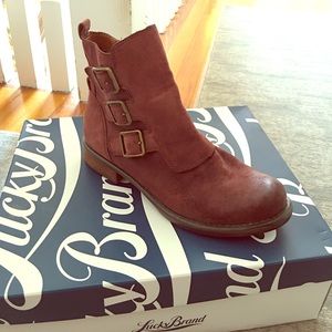 Lucky Brand Red Leather Booties